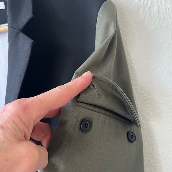 Veronica Beard Color Block Black & Army Jacket/ Blazer - Picture 6 of 9